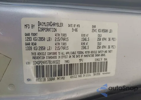 2007 Dodge Grand Caravan Se z USA, uszkodzony, nr VIN 1D4GP24R57B100322